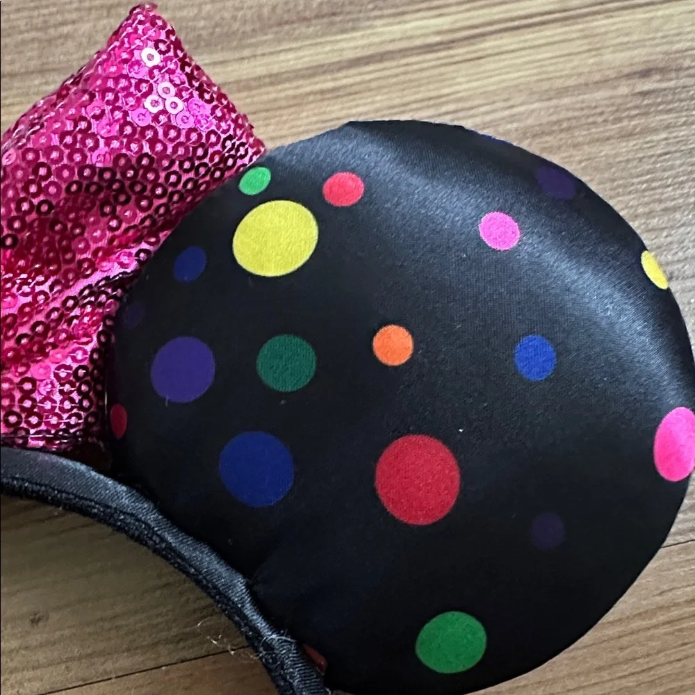 Disney Parks Polka Dot Mouse Ears Headband‎ with Pink Bow